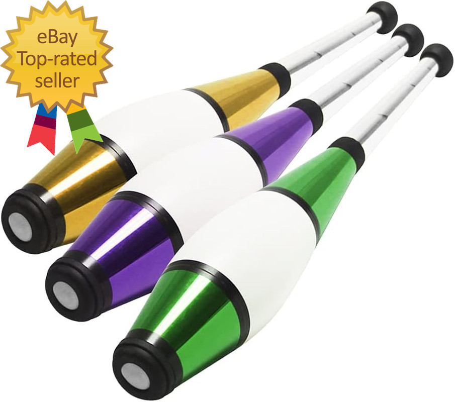 Pegasus Juggling Club Set - Premium Quality - Beginner to Pro - Set of 3 (Purple