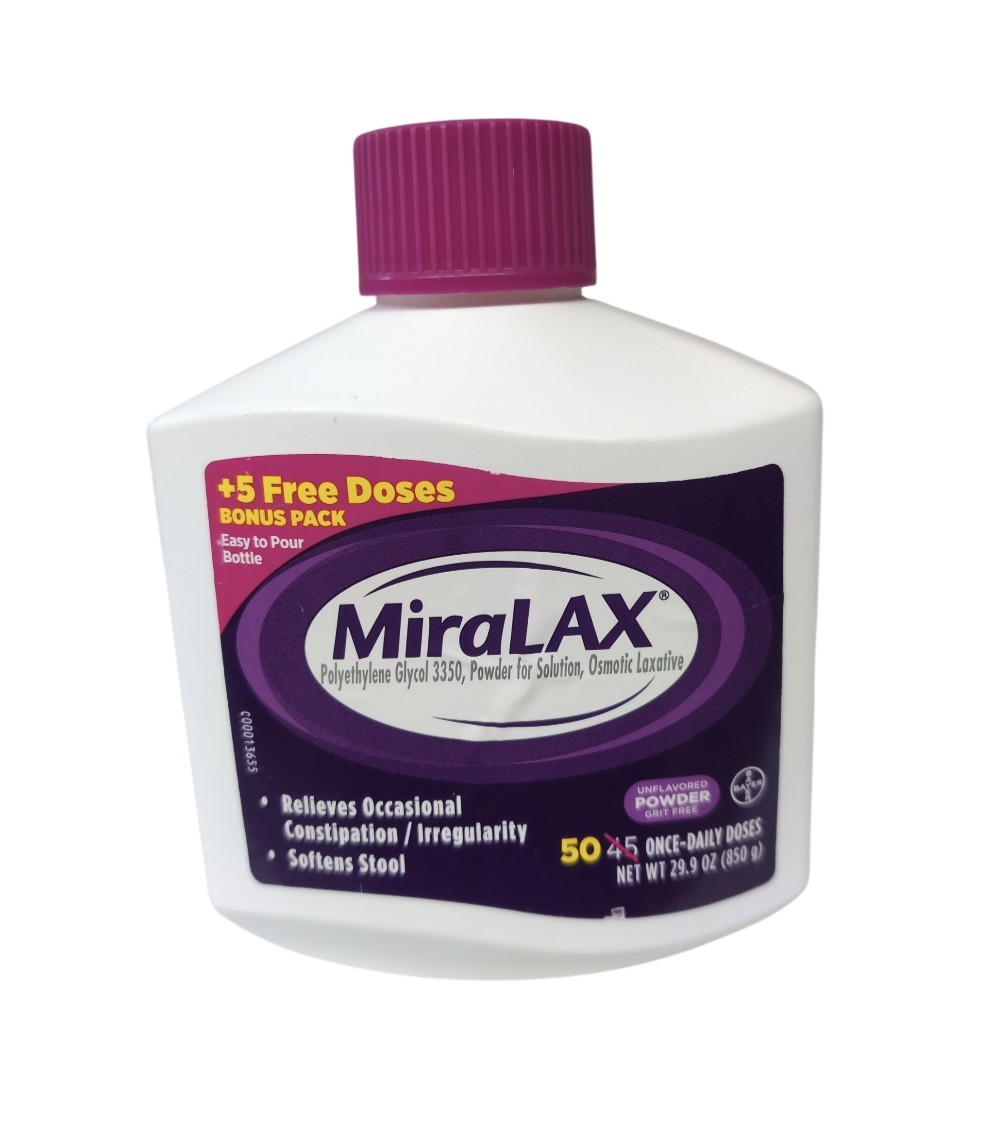 29.9oz MiraLAX No Flavor Osmotic Laxative Powder 50 Doses Value Size 07/2027