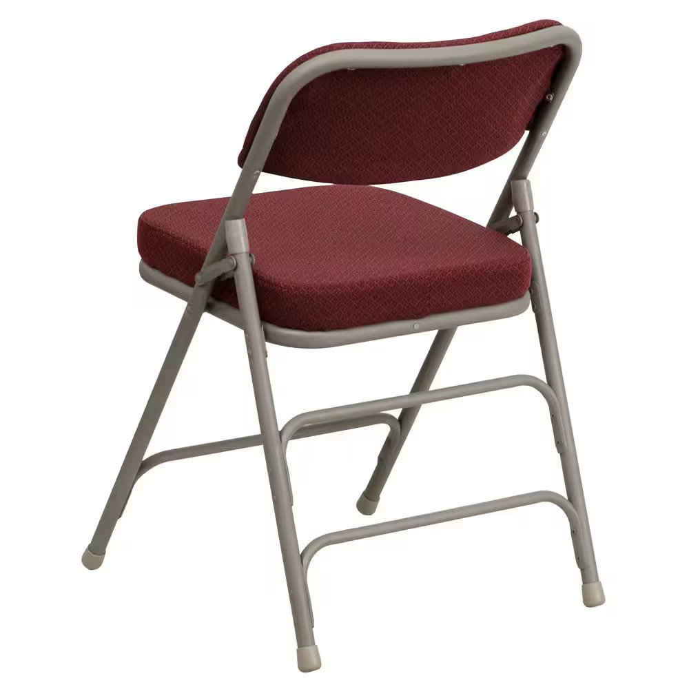 Hercules Series Premium Curved Triple Braced & Double Hinged Burgundy Fabric Uph