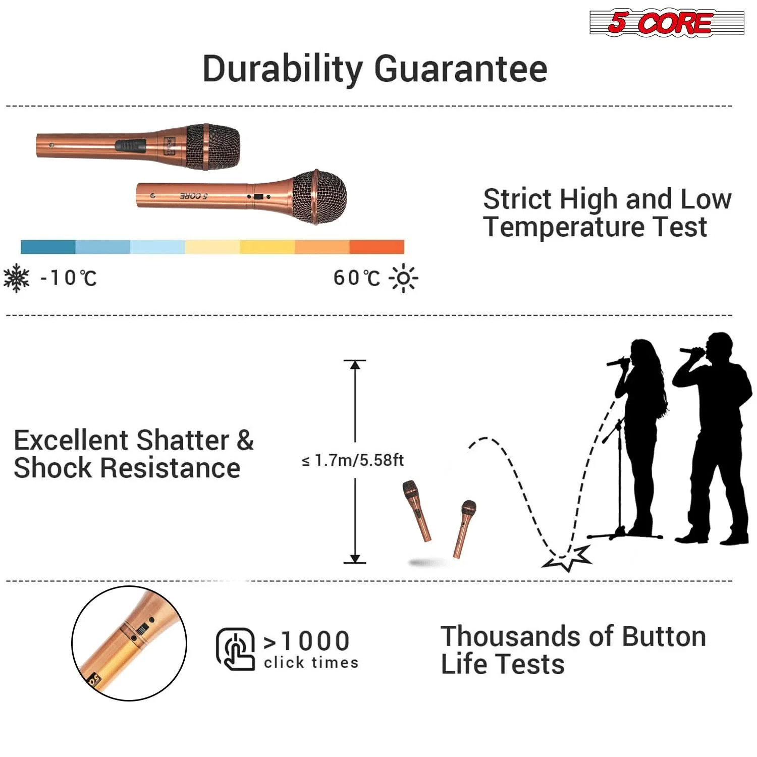 5Core Metal Professional Wired Handheld Mic Pair Karaoke Dynamic Microphone XLR