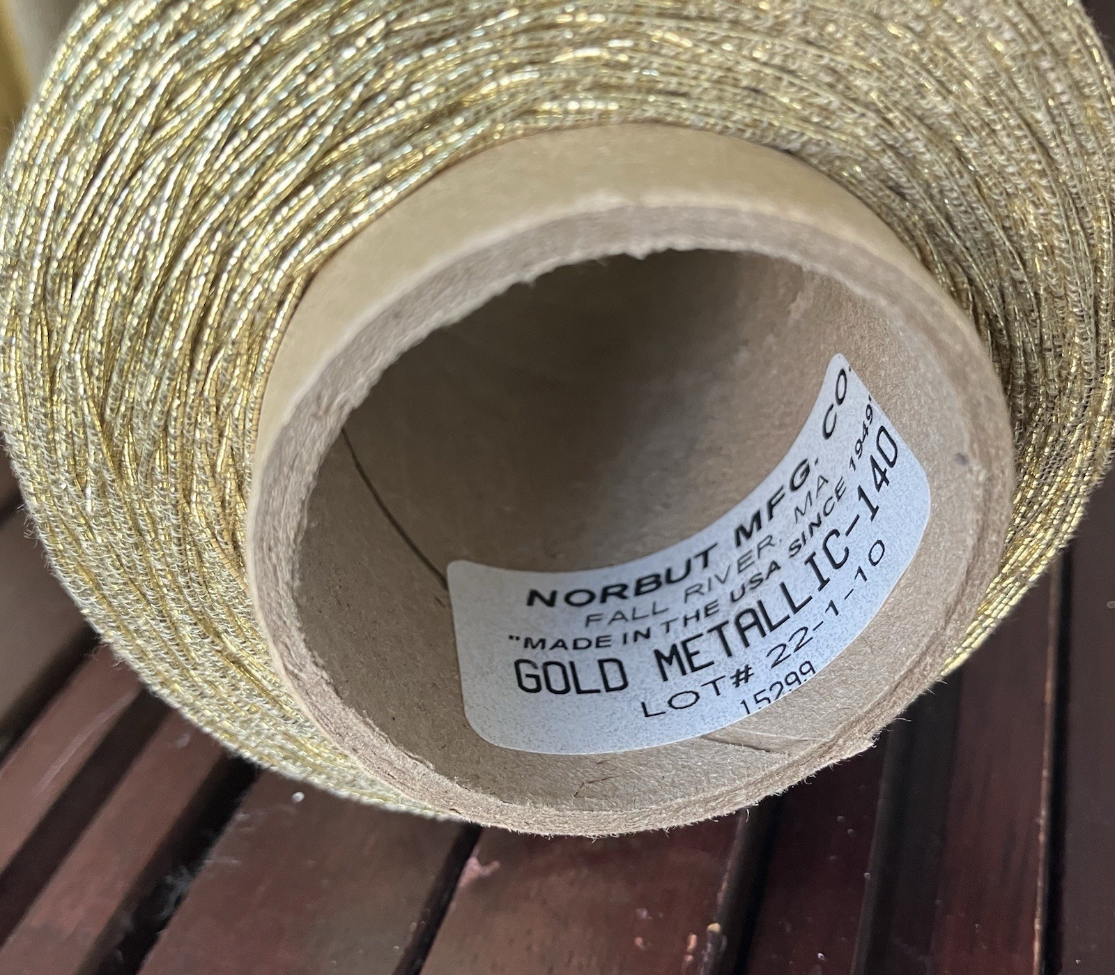 Elastic Packaging String GOLD METALLIC - 140 Norbut Mfg. 650 Yards.