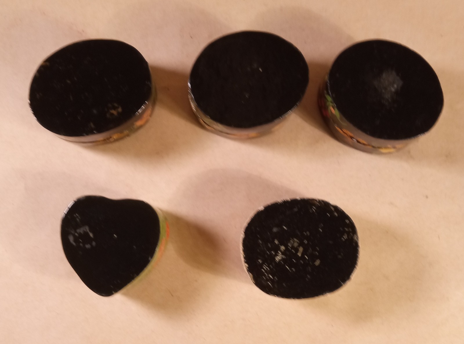 Small Trinket Boxes. Set Of 5. Paper Machete. 2" Average. Glazed