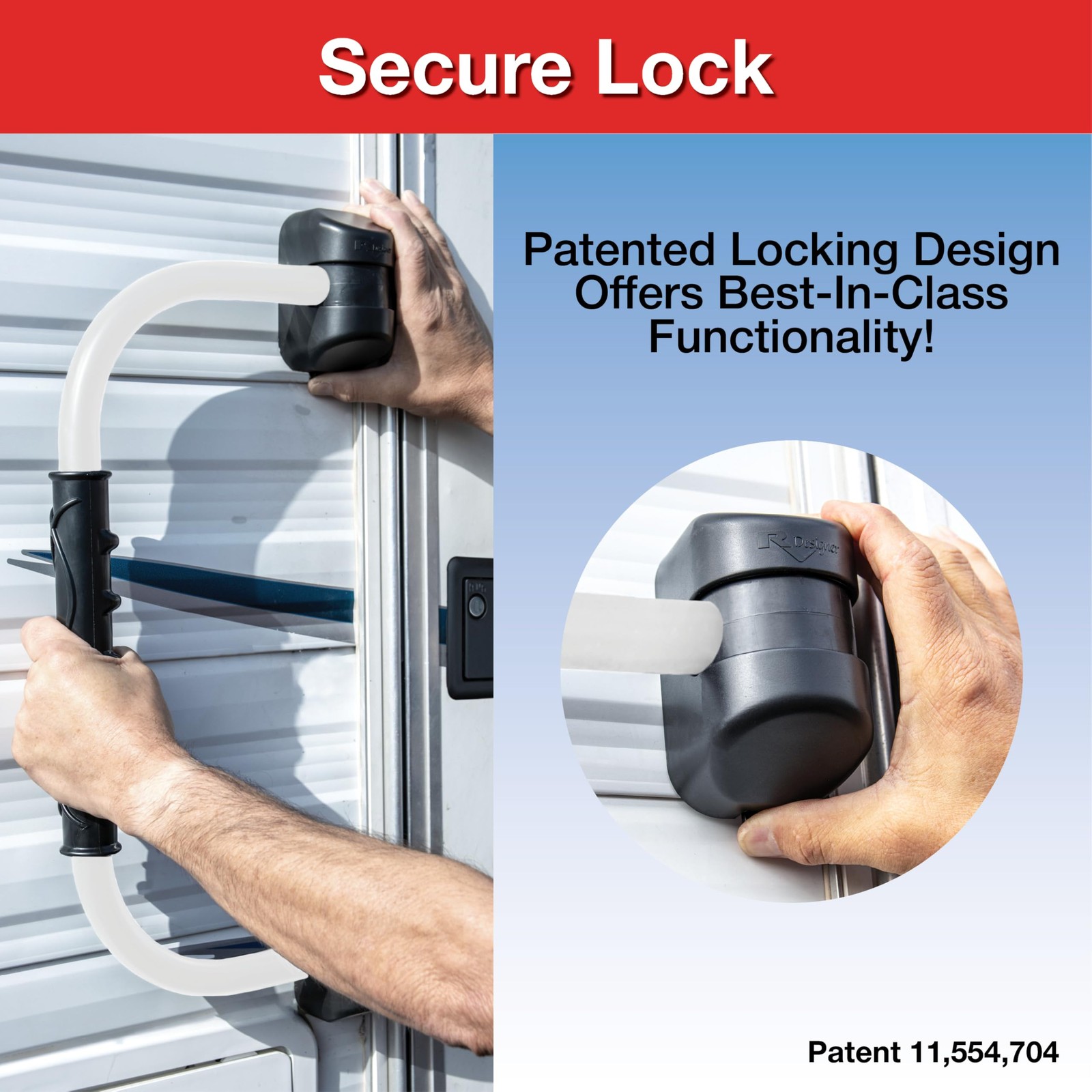 RV GripSafe Aluminum Handrail | 22-Inch Folding Locking Grab Handle for RV Door
