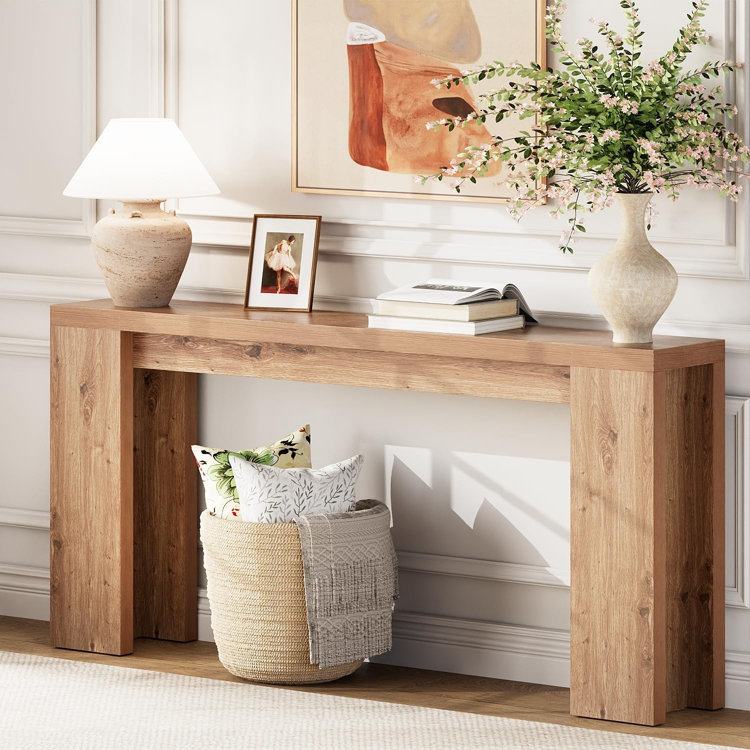 70.9 Inch Extra Long Console Table, Farmhouse Entryway Table with Thickened B...