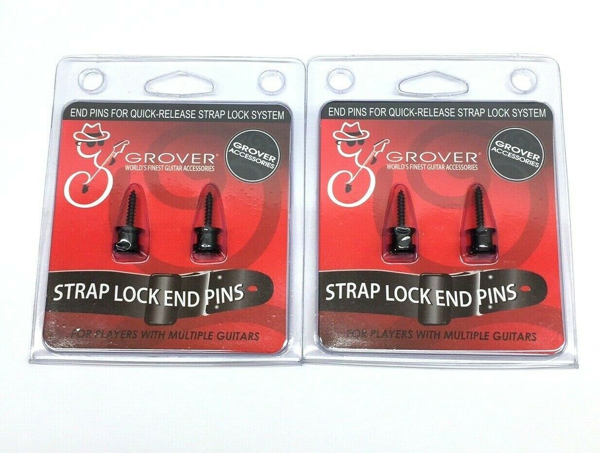 (2 packs) Grover Black Strap Lock Buttons for Fender/Schaller Strap Locks GP810B