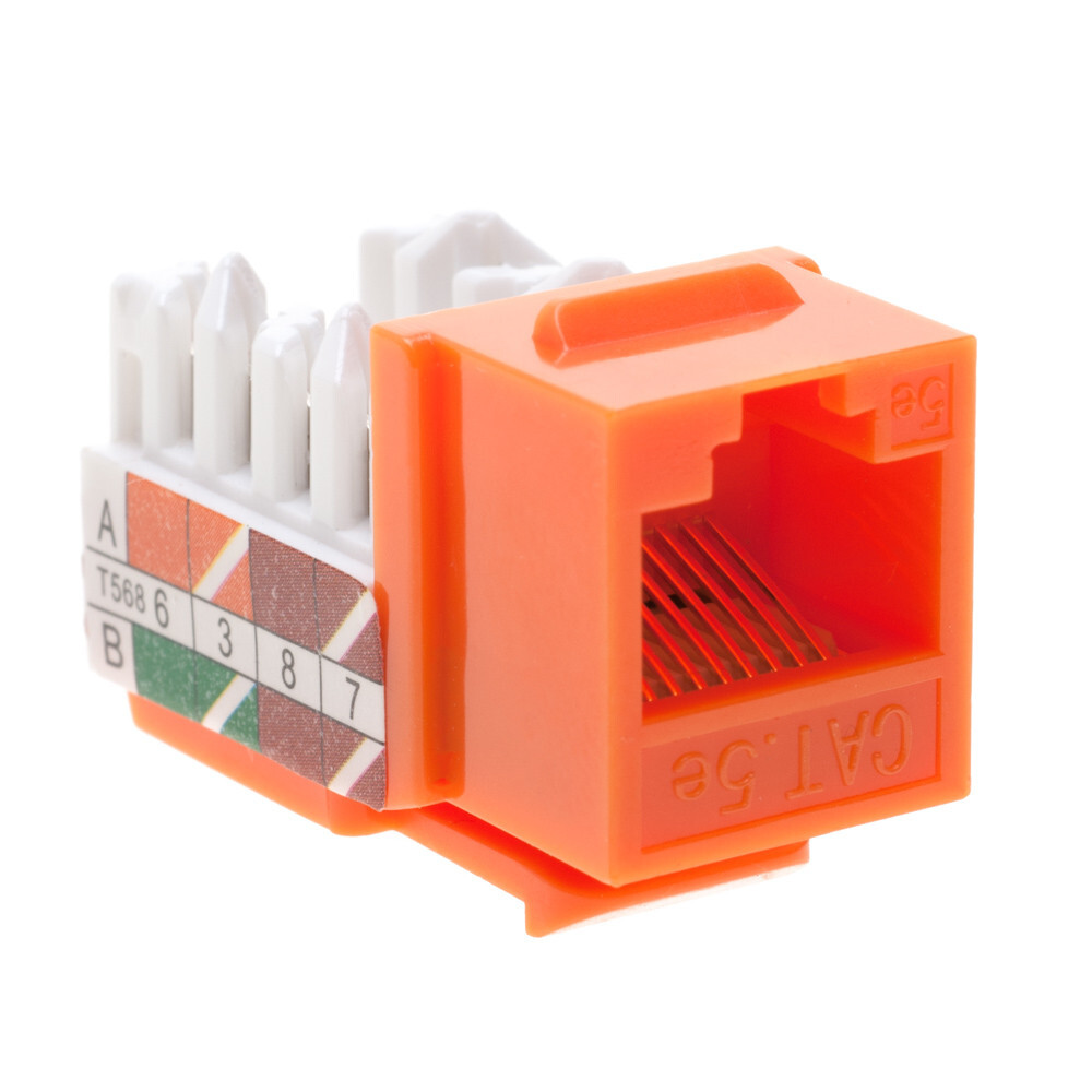 5 pack Cat5e 45° Angled Keystone Jack Network 110 Punchdown 8P8C Cat5