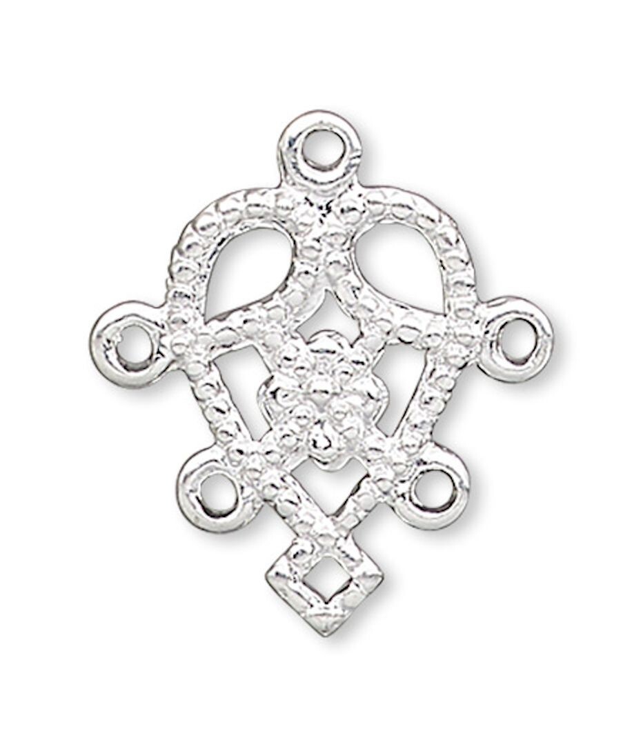Drop, 50 Silver Plated Brass 11x8mm Heart Chandelier Earring Connectors *