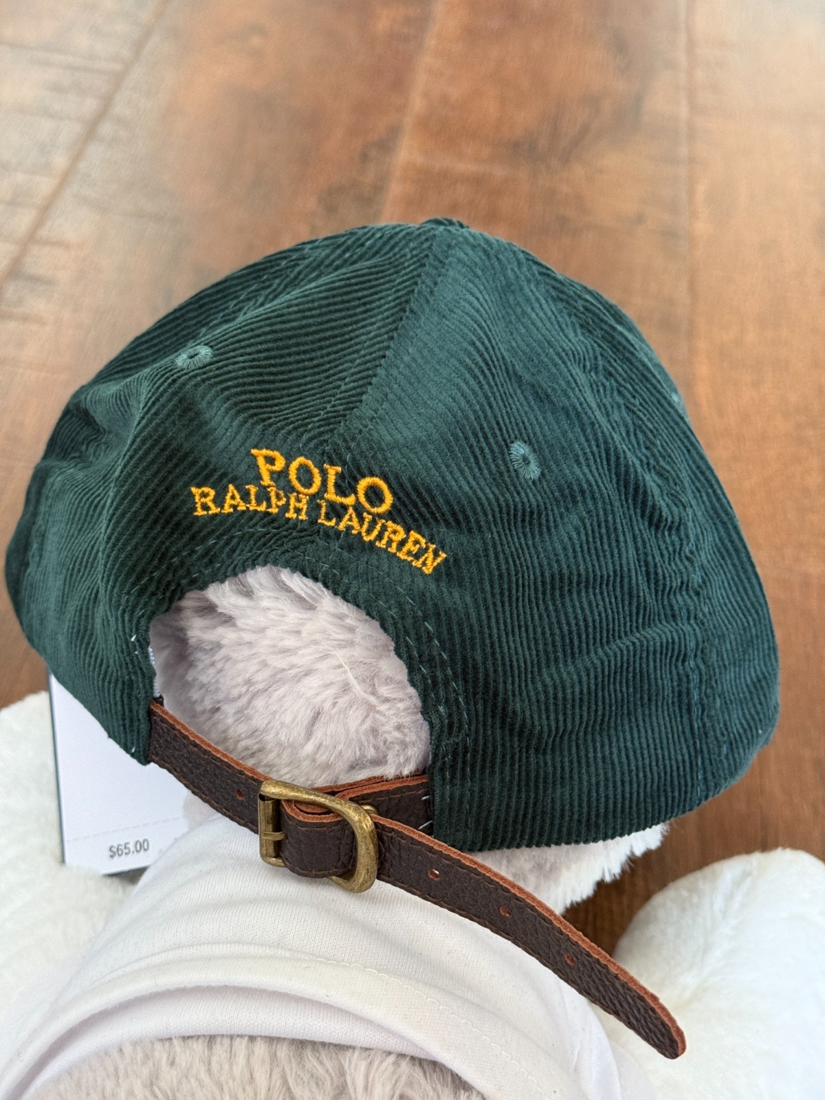 NWT Polo Ralph Lauren Corduroy Pony Baseball Golf Cap Hat Leather Strap Green
