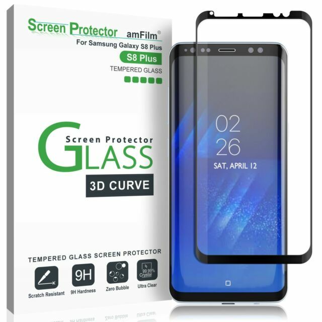 Samsung Galaxy S8 Plus amFilm Full Cover Tempered Glass Screen Protector (Black)
