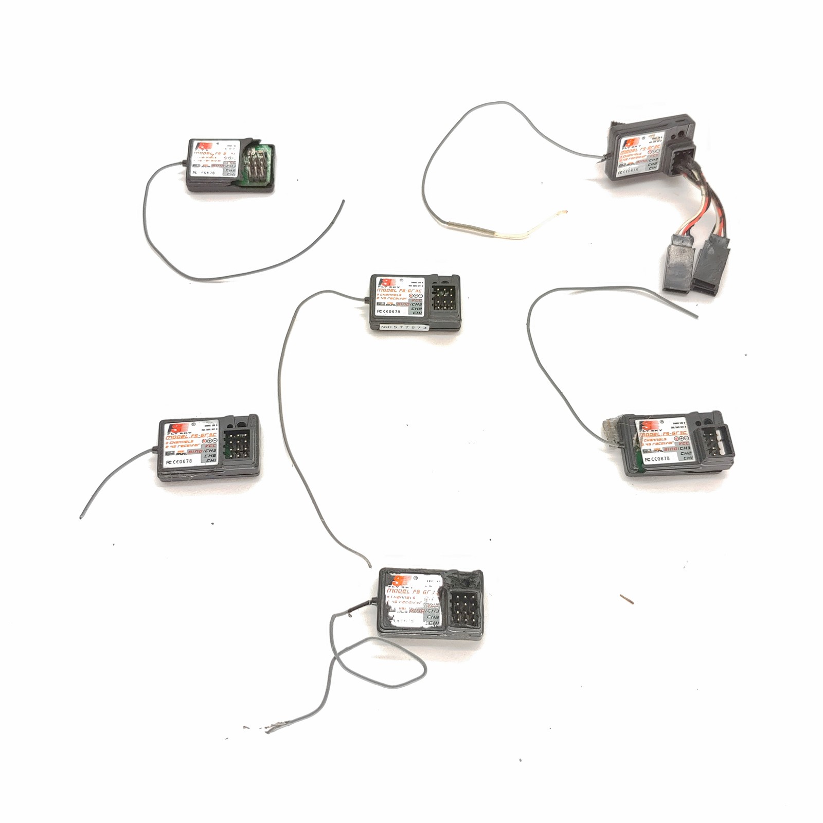DAMAGED: 6-Pack Flysky FS-GR3C 2.4GHz 3-Channel Radio Receiver SIX RECEIVERS