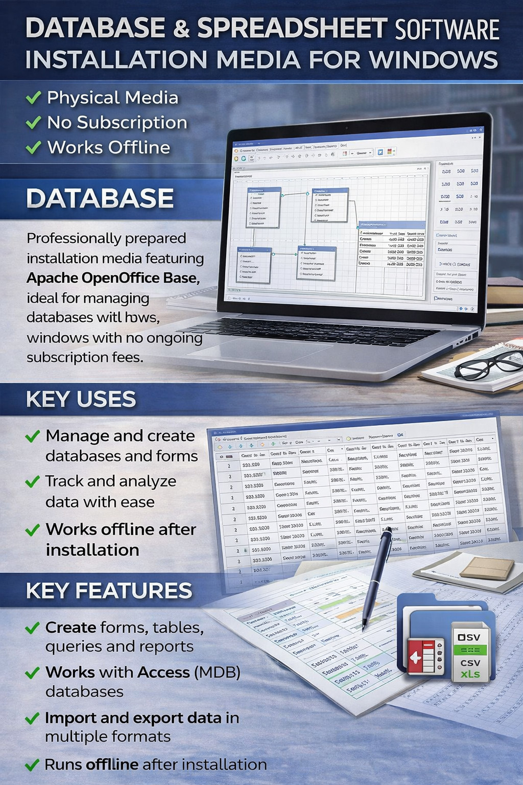 Apache OpenOffice 2026 Professional Suite CD or USB