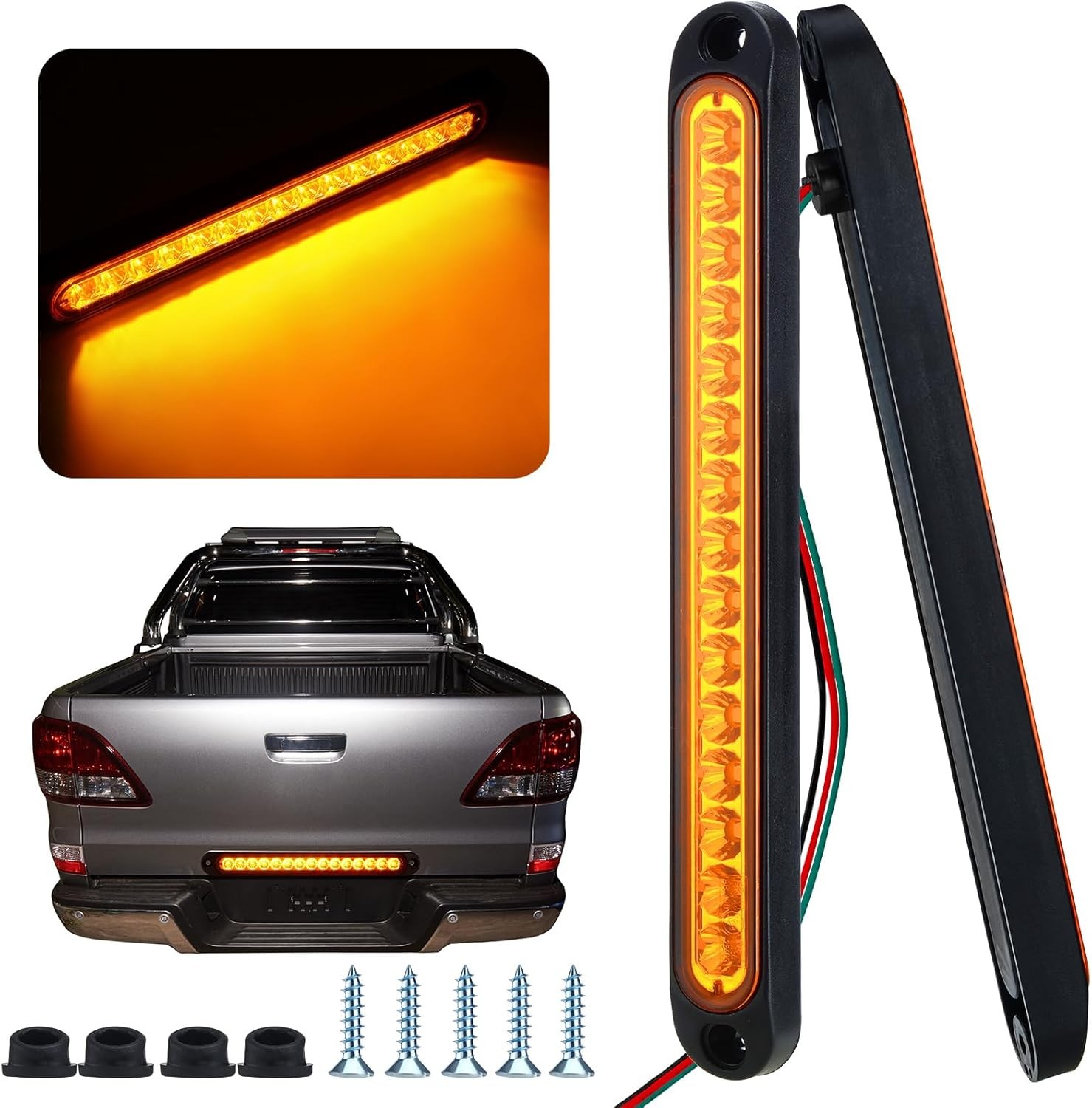 2 Pieces 10 Inch 15 LED Trailer Tail Light Bar Stop Turn Tail Lig Color: Amber
