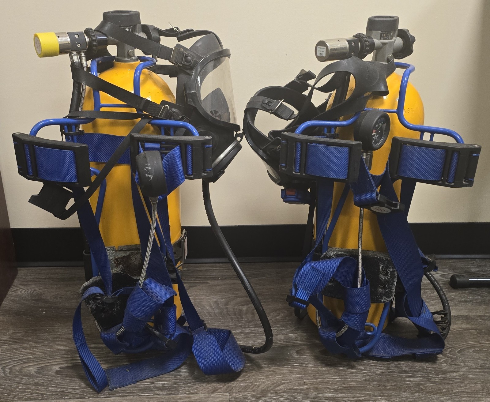 Set of 2 ISI Vanguard SCBAs with Harness, Respirators, & Instructions