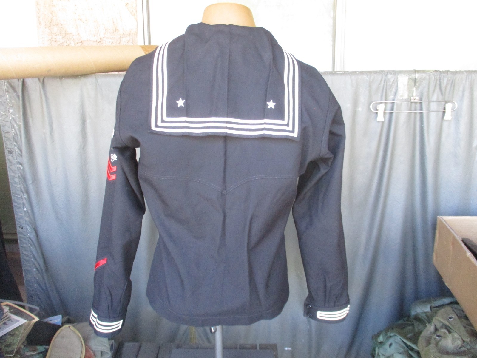 USN, Navy Blue Wool Crackerjack Dress Jumper Top with Rating Patch, size 40 R