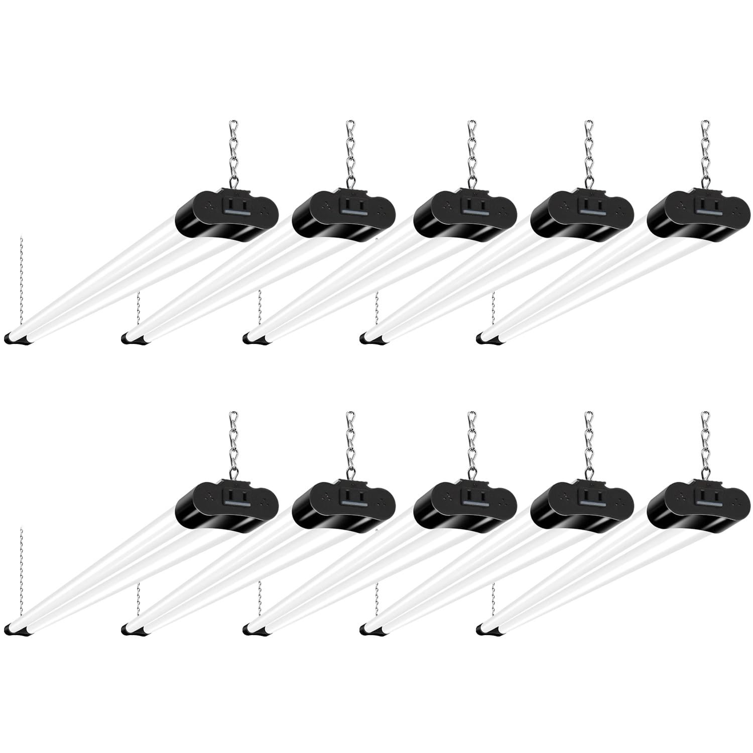 10 Pack 4FT Linkable LED Shop Lights, 4400lm, 5000K Daylight, Garage Mount