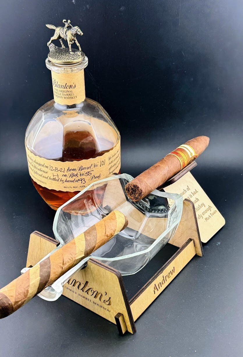 Blanton's Bundle - Lighted Display, Cigar Ashtray & 2 Engraved Glencairn Glass