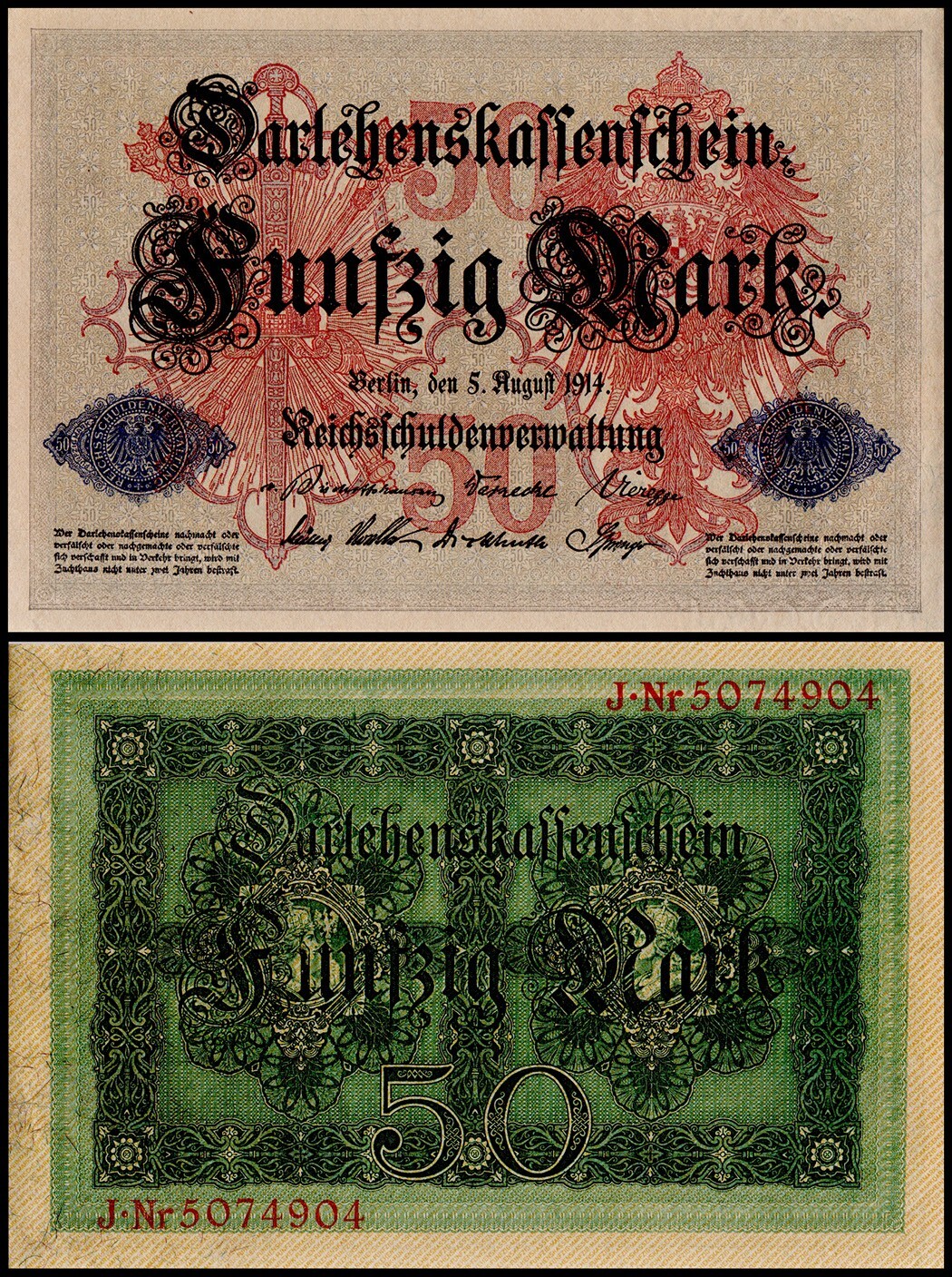 Germany 50 Mark, 1914, P-49, Used