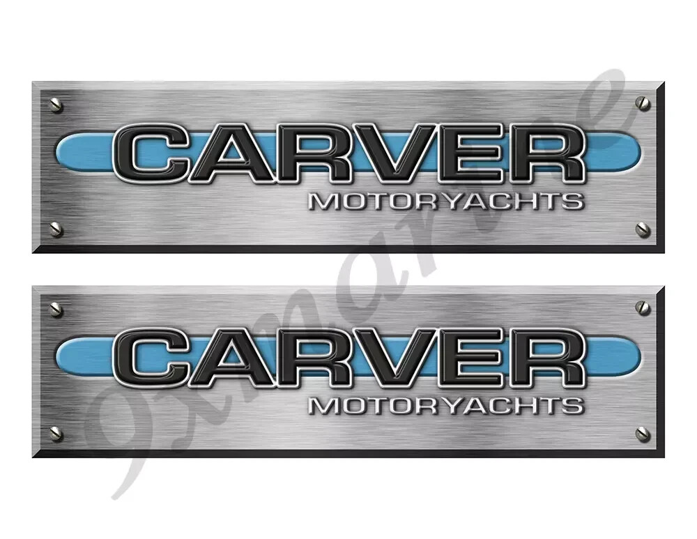 CARVER Brushed Metal Vinyl Decal Boat Stickers 2 PC Set, 10" x 3.5"