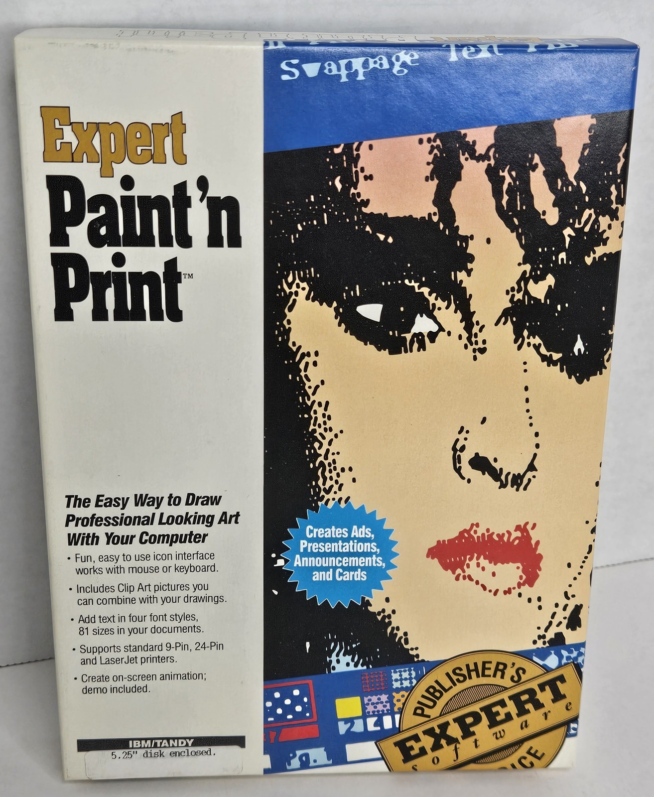 Paint 'N Print Expert Software Vintage PC  IBM Tandy PC Software 5.25" Disk HTF!