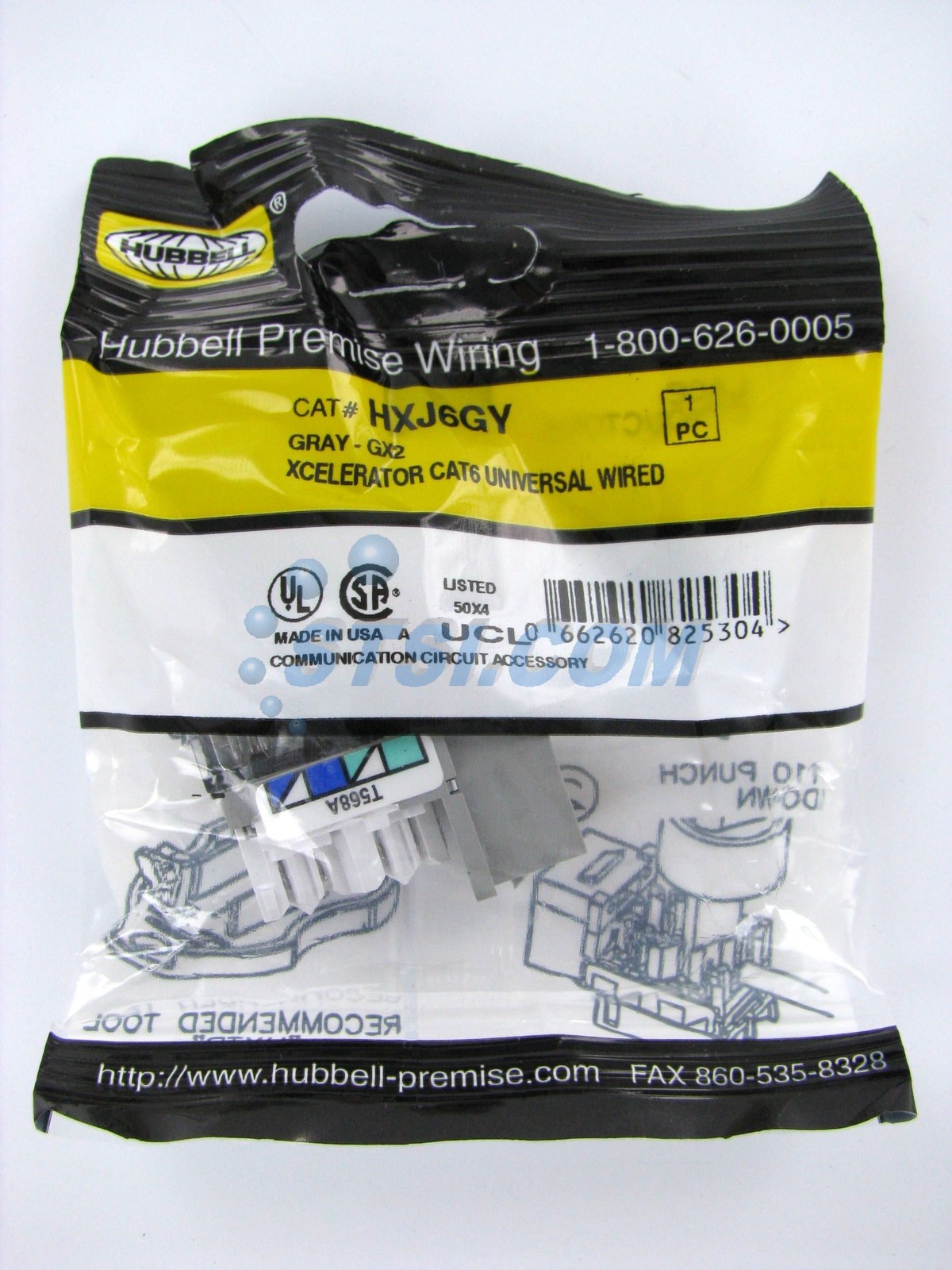Hubbell XCelerator Cat6 Jack, Gray HXJ6GY ~STSI