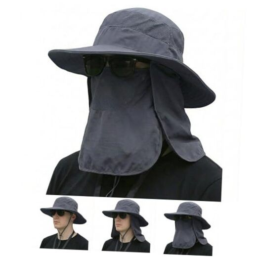 Sun Hat Bucket Hats for Men Women,Outdoor Wide Brim Fishing Hat with Deepgrey
