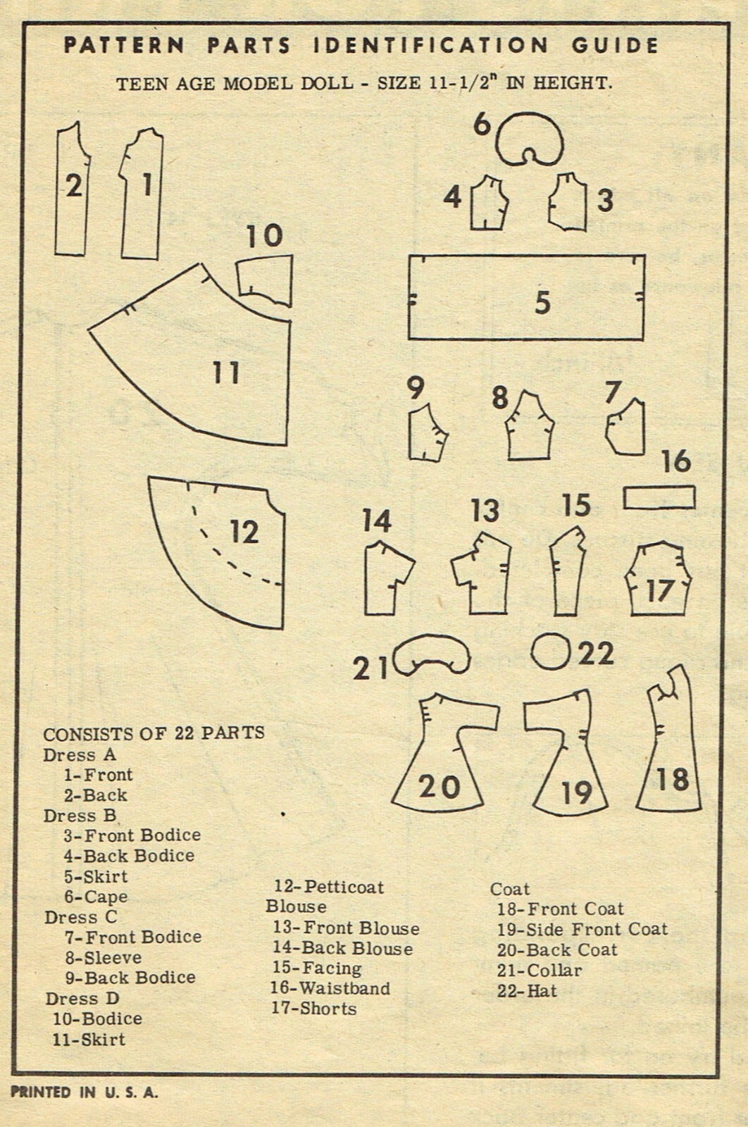 Barbie DOLL Patterns Size 11.5" ~6 patterns~ Vintage Mail Order