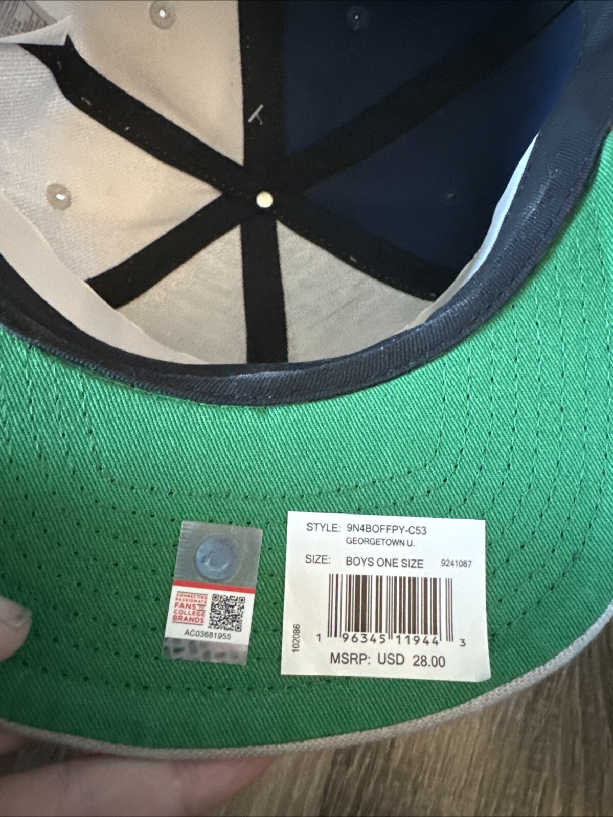 Mitchell & Ness Georgetown Hoyas Varsity Letter Navy Youth Snapback Hat Cap NEW