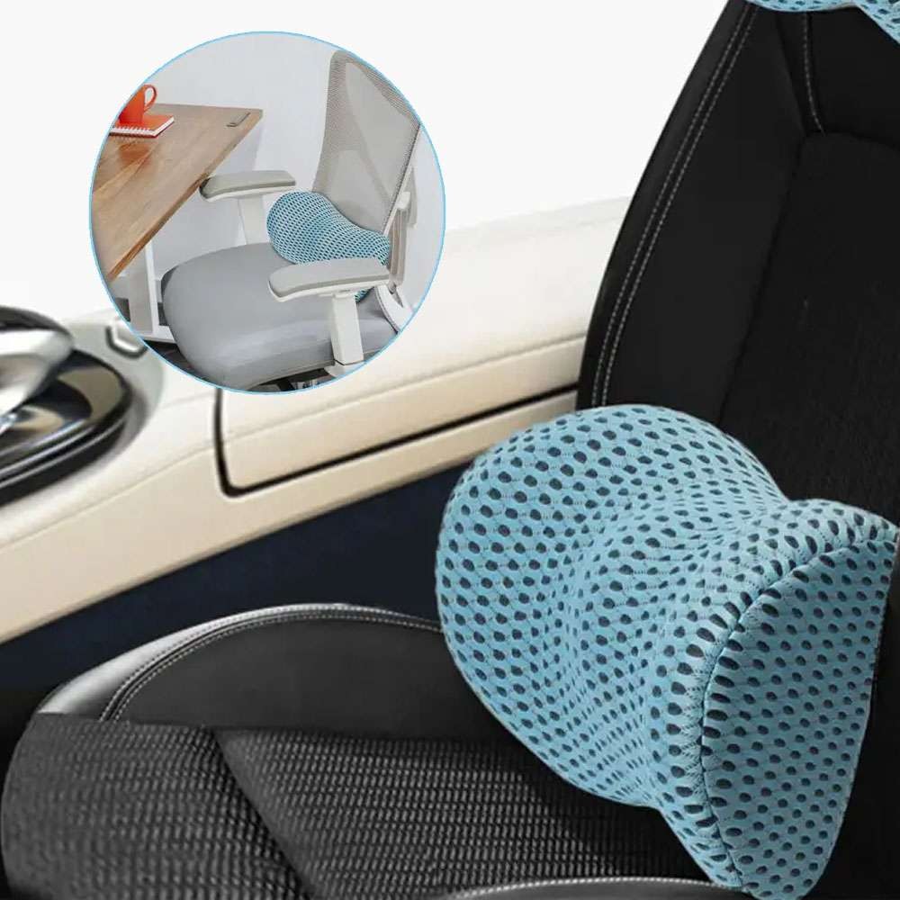 Comfort Lumbar Support Soft Pillow Back Pain Relief For Desk /Car Chair #Blue