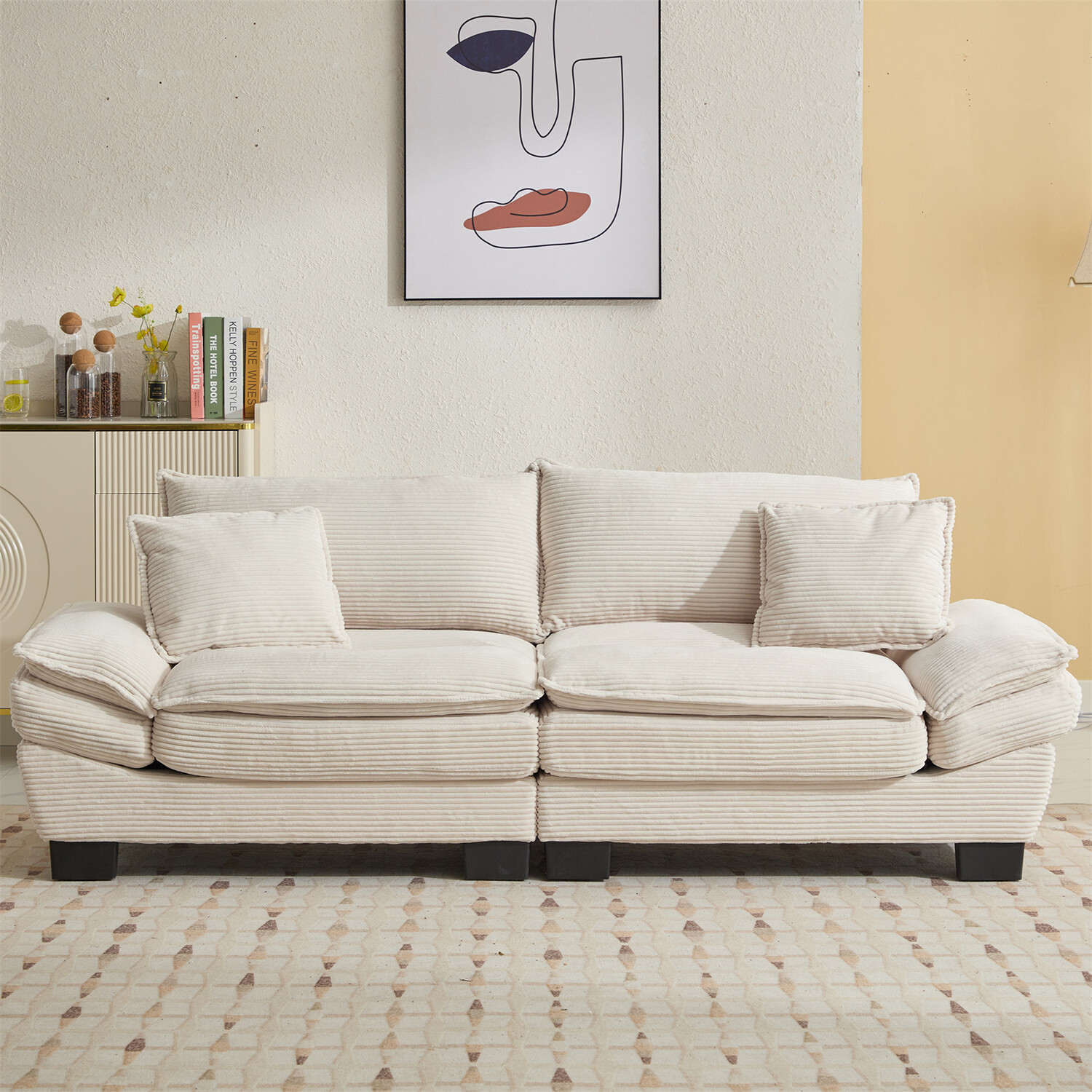 Modern Loveseat Sofa 2-Seater Couch Corduroy Upholstered Sofa for Living Room