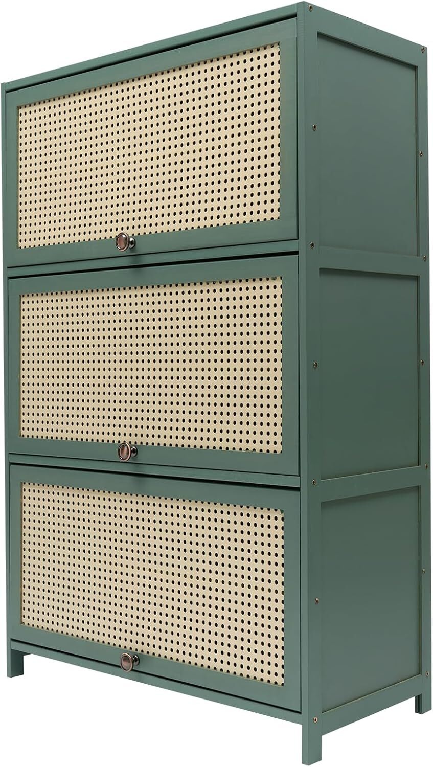 7-Tier Shoe Cabinet,Bamboo Shoe Storage Cabinet with 3 Doors Freestanding Shoe O