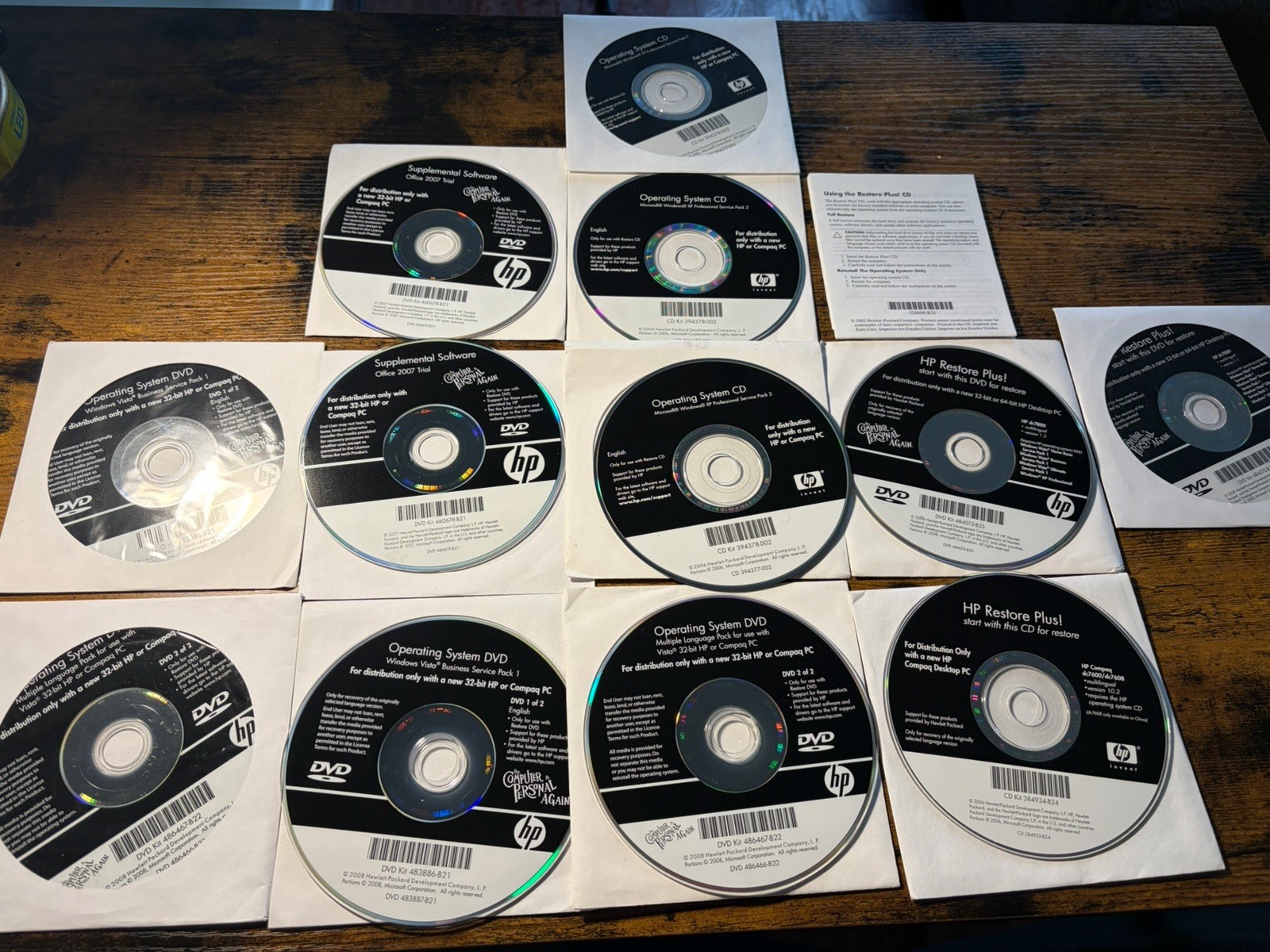 HP / Compaq Windows XP Operating System, Supplemental Software, HP Restore Etc