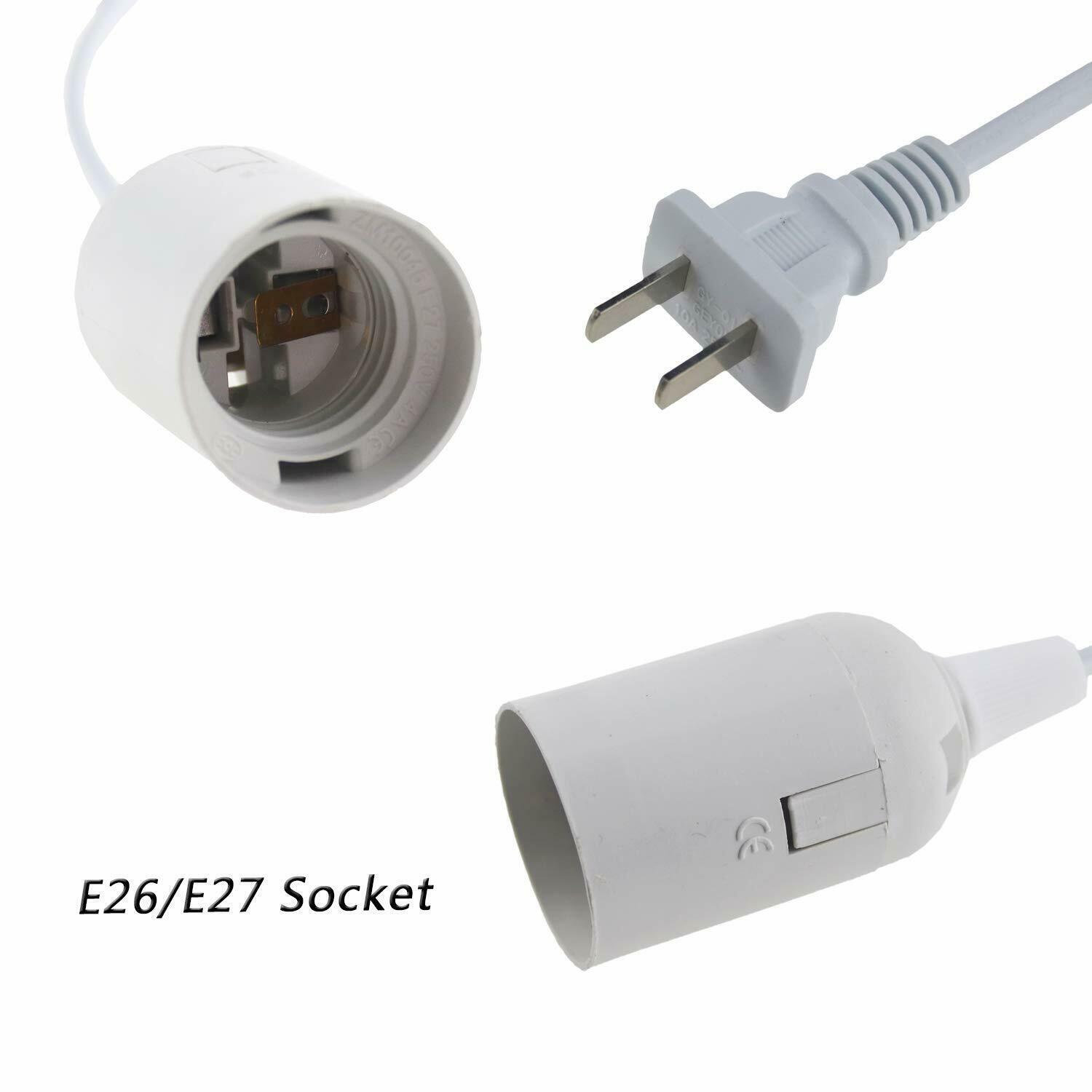 4 Pack 6FT Power Cable Cords E26/E27 Socket Wire Adapter Base with On/Off Switch