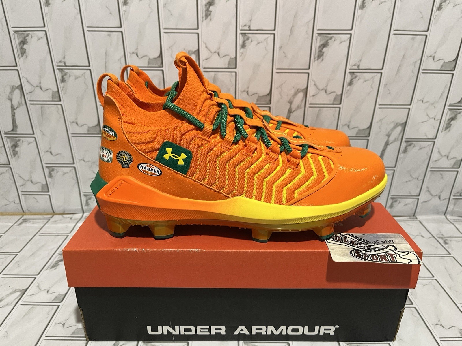 New UA Bryce Harper 9 Pro Juice Baseball Cleats Shoes Orange Mens 3028410-800