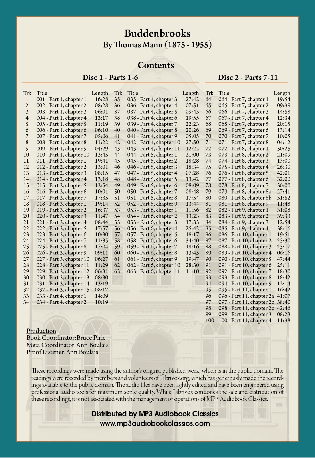 Buddenbrooks - Unabridged MP3 CD Audiobook in DVD case