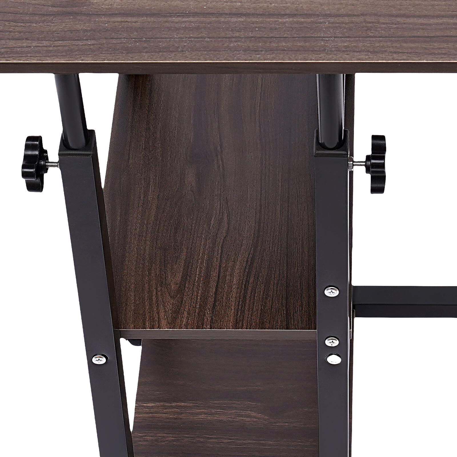 Height Adjustable C Table with Wheels and Storage Shelves for Couch Bed Recliner