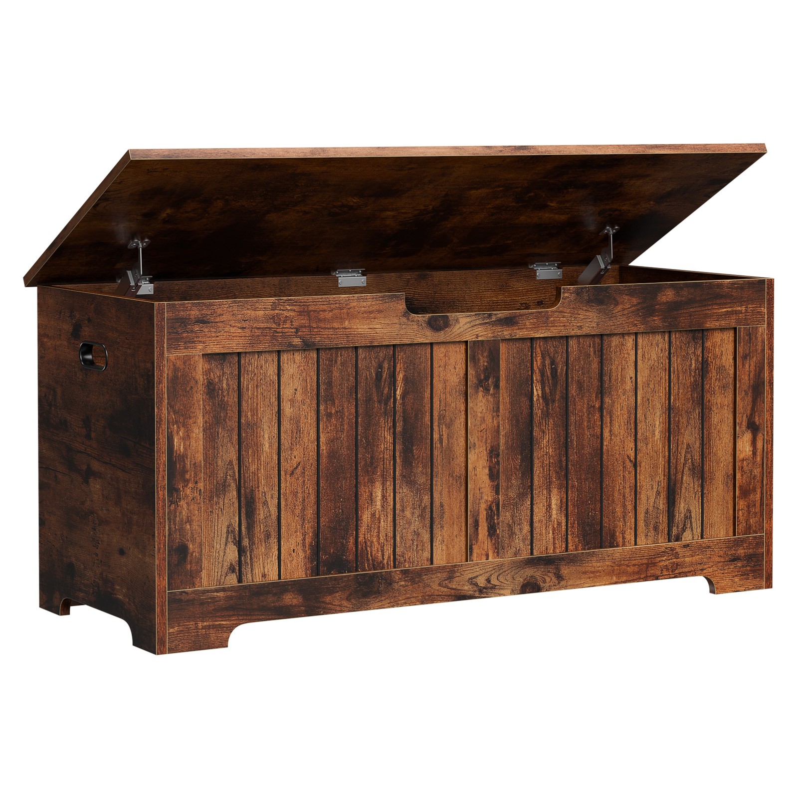 Storage Chest Storage Bench with Safety Hinge White for Playroom Rustic Brown