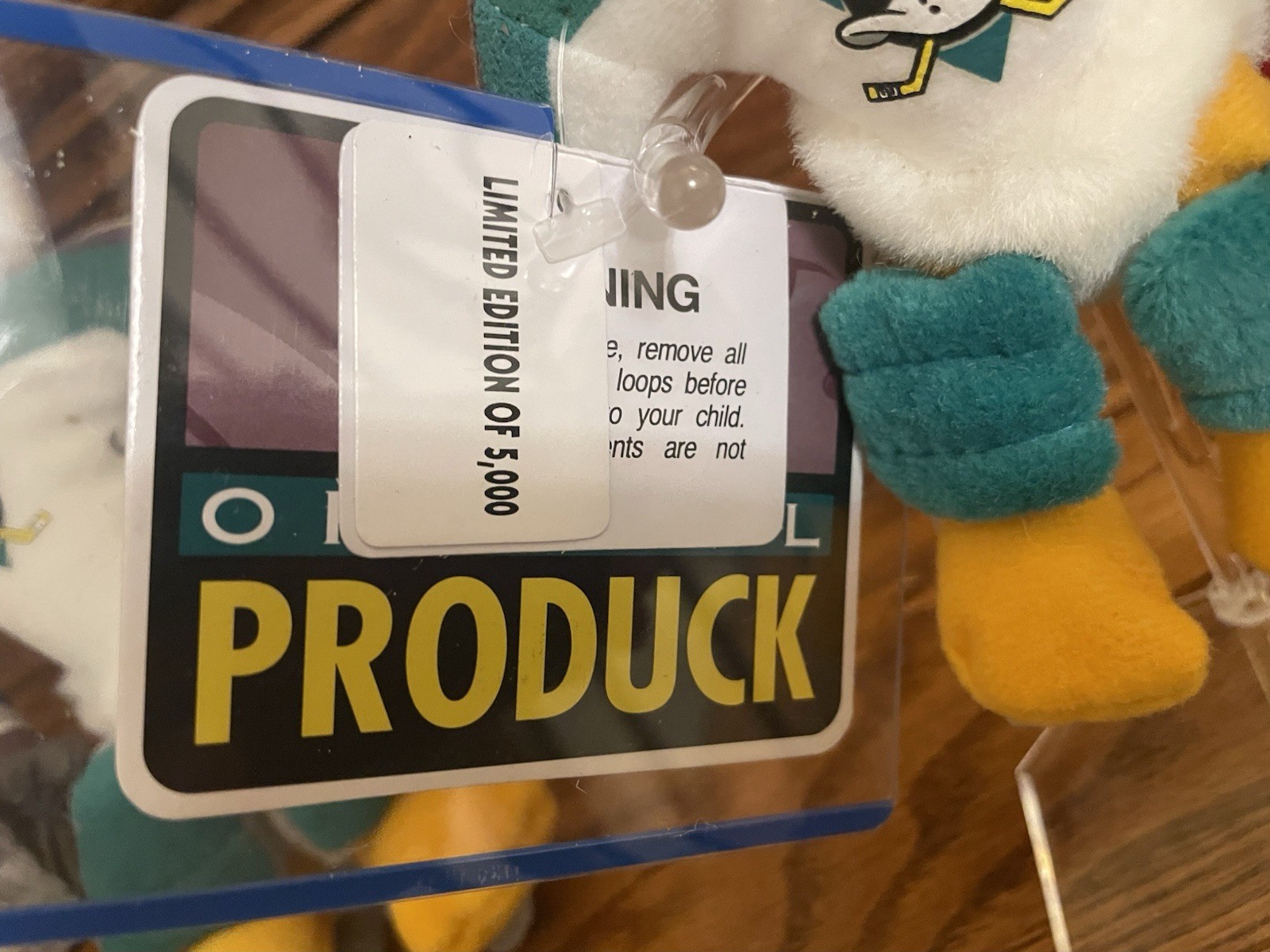 set of 2 Anaheim Mighty Ducks Disney Original Produck Bean w Tags READ WEAR
