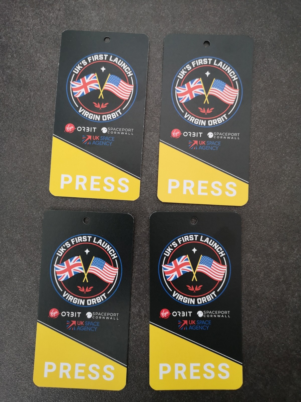 4 x Virgin Orbit, Spaceport Cornwall, UK Space Agency Press Pass - UK Launch