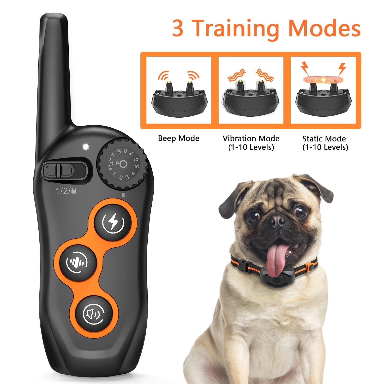 Dog Training Collar, IPX7 Waterproof Dog Shock Collar with Remote Control Ran...