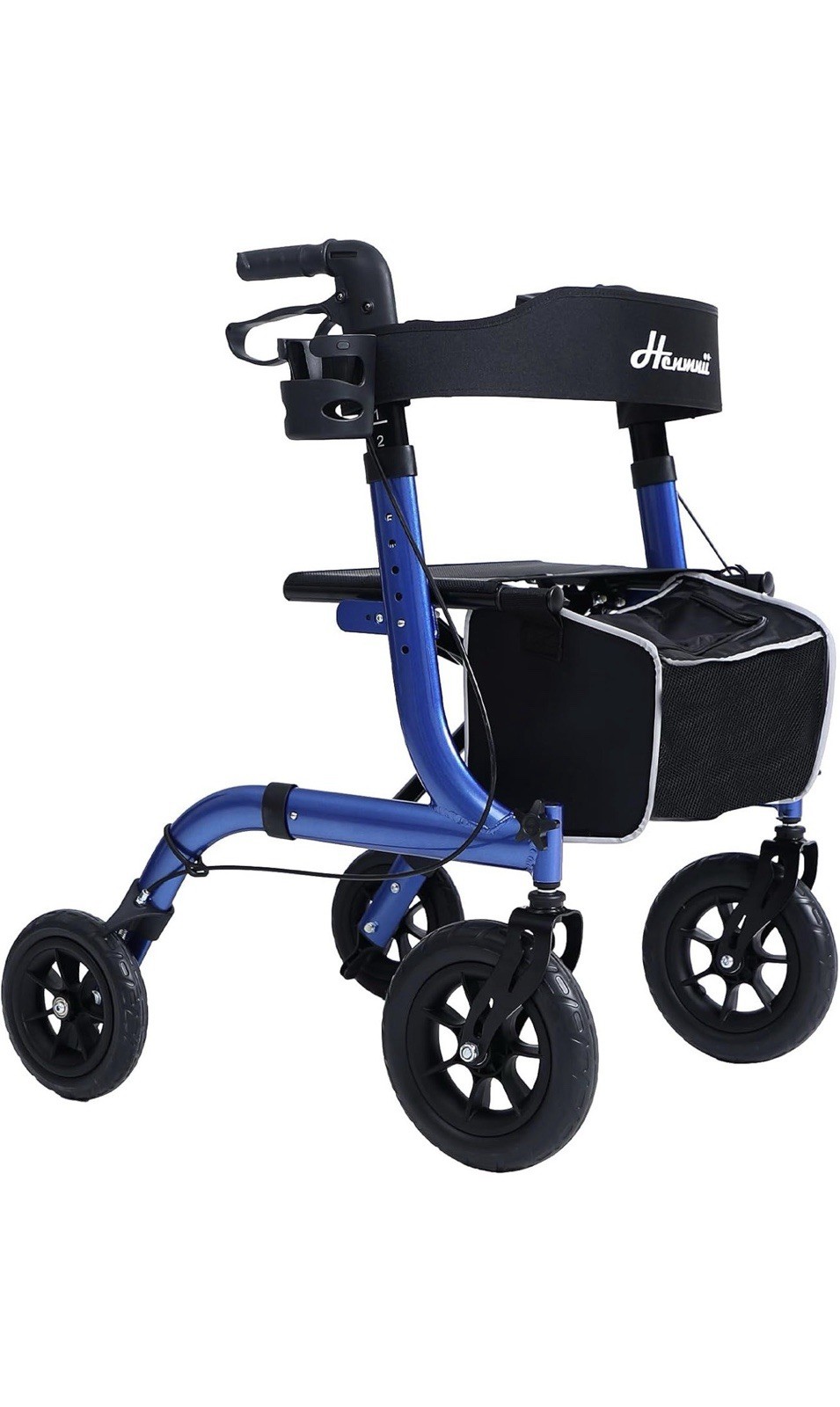 Henmnii GMS-NHDR08 Series Rollator 4-Wheel Adjustable Height Backrest Blue