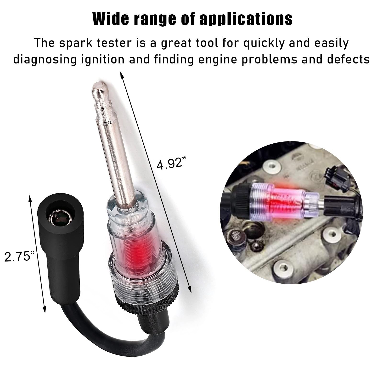 Inline Spark Plug Tester, Auto Straight Boot Engine Ignition Tester, Internal...