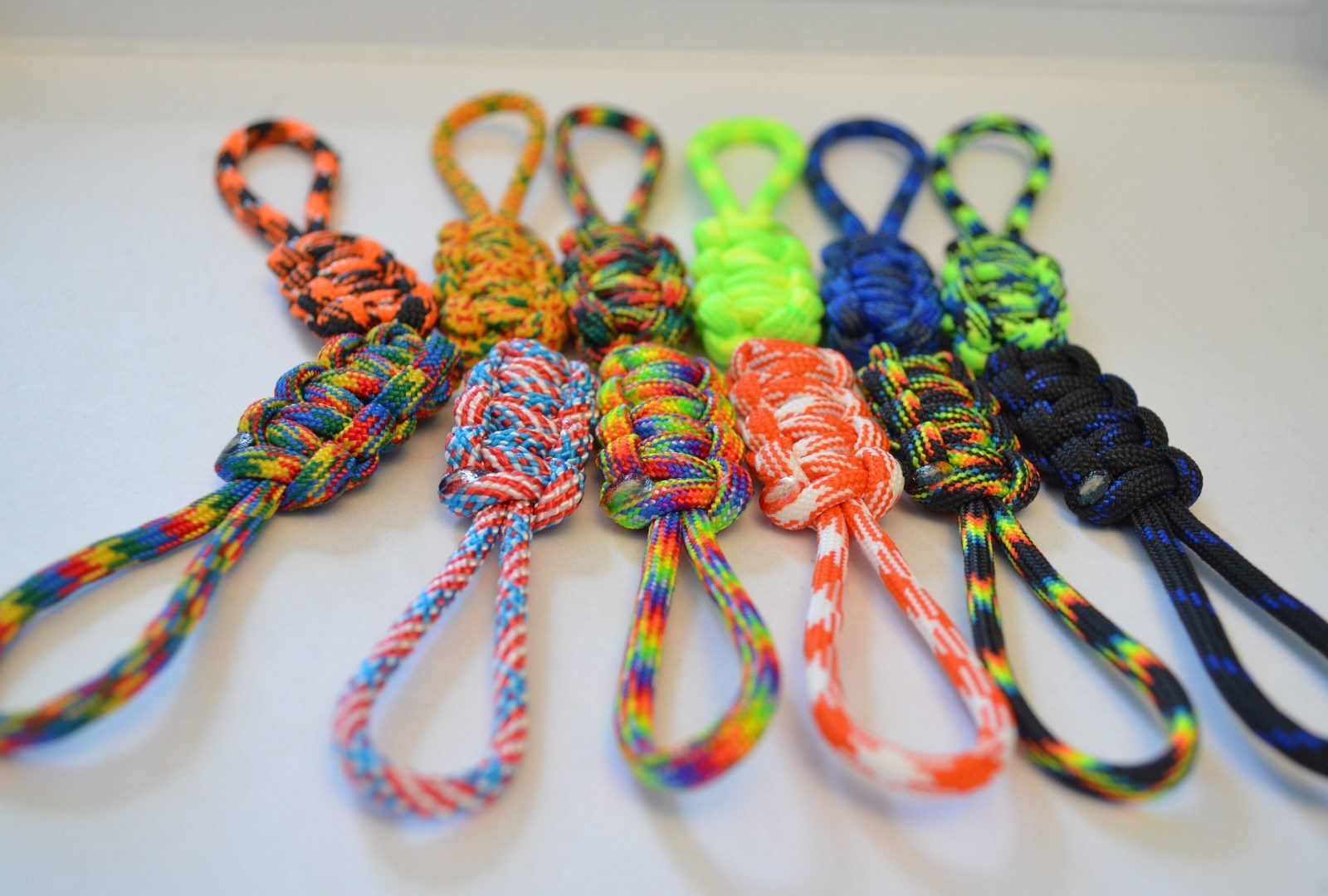 zipper pulls 550 paracord - patterns - handmade in USA