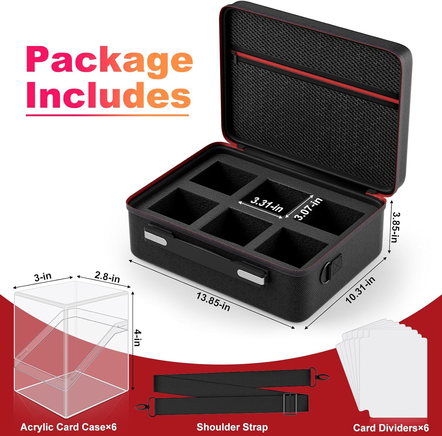 Card Deck Box with Portable Case, 6 Pack Clear Commander Deck Box with 6 Divider