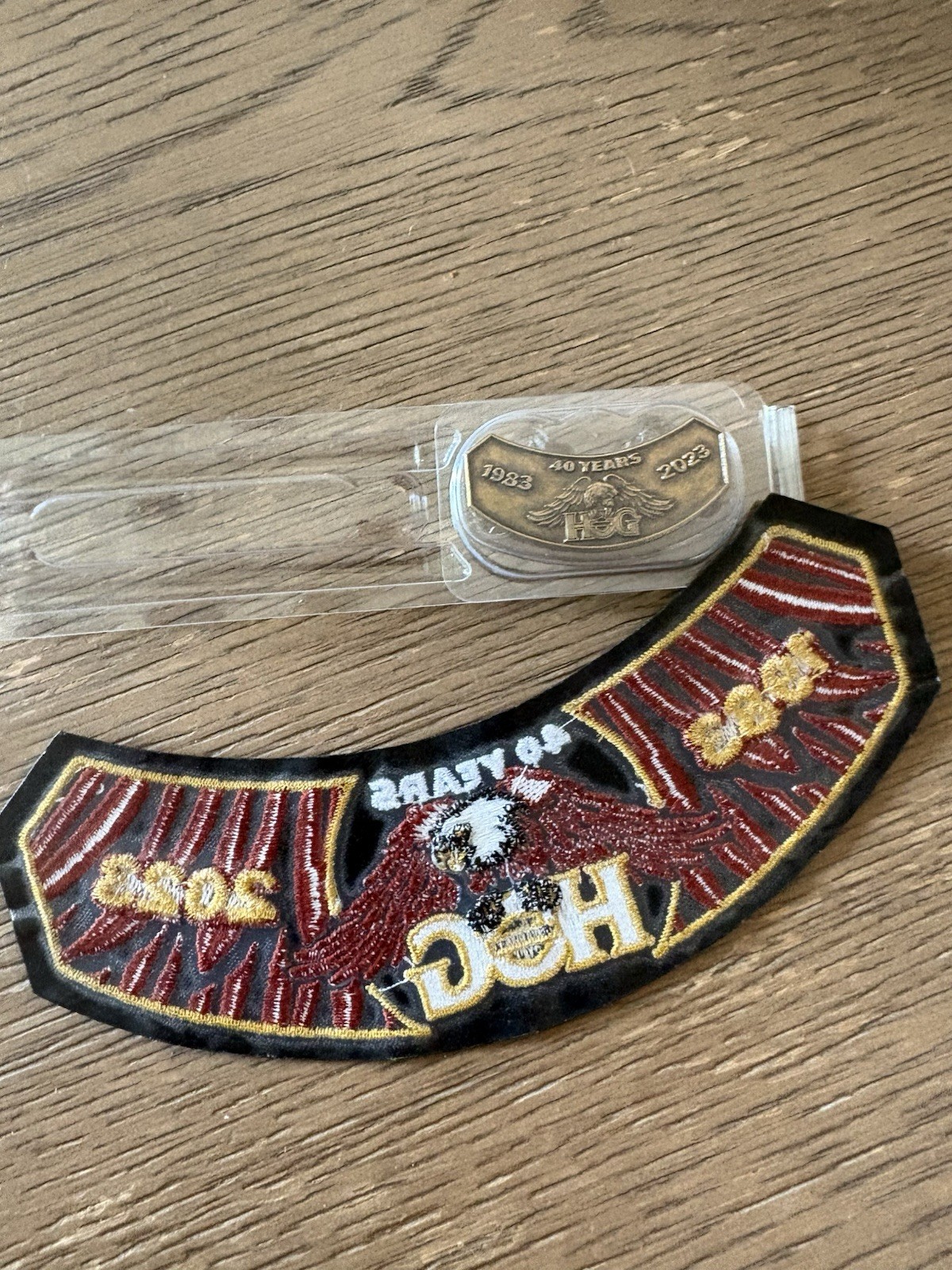Harley Davidson HOG 2023 Rocker Pin & Patch Set 40 Years