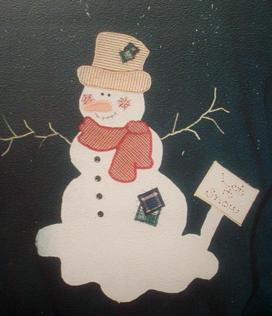 Let it Snow Snowman applique design pattern for Shirt quilt decor craft