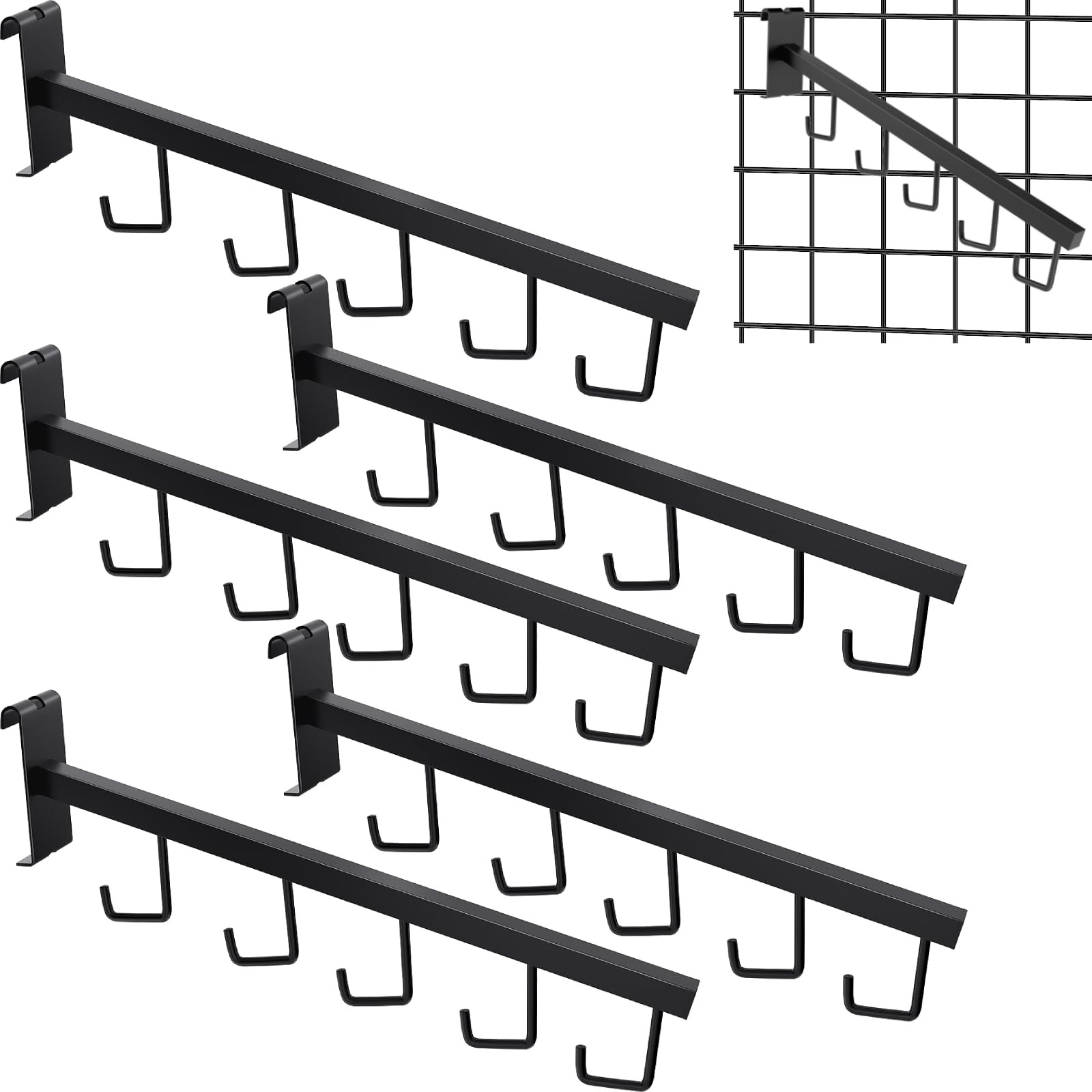 5 Pack Gridwall Waterfall Faceout With 5 Hooks - Clothes Hanger, Rectangular ...