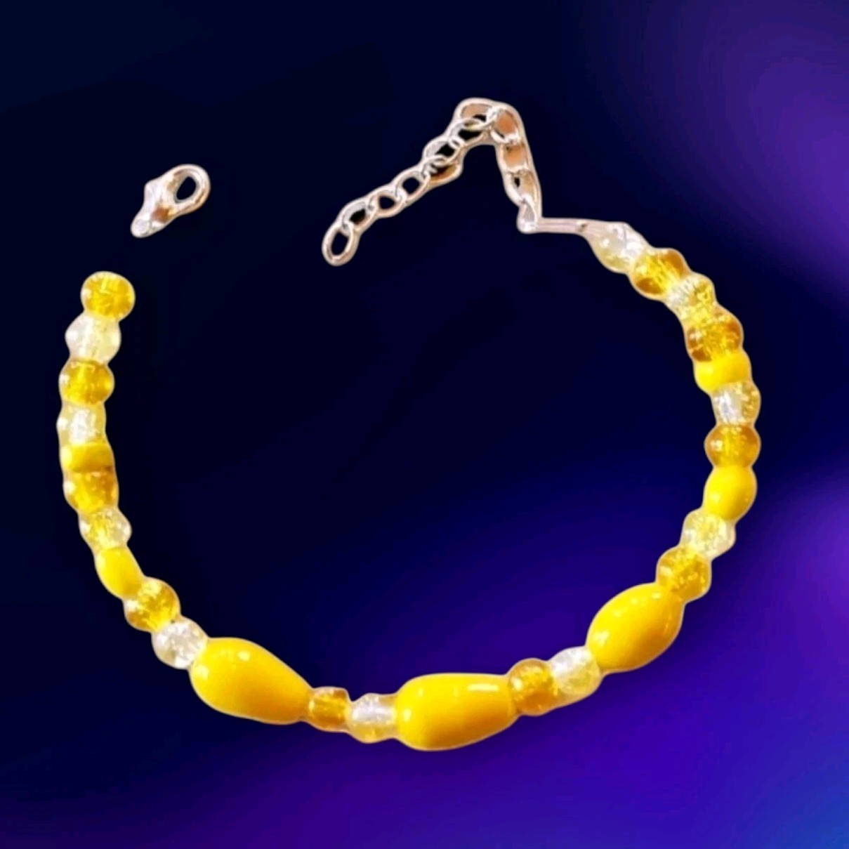 Handmade Yellow Theme Porcelain Bead Bracelet – Adjustable,  Next Day Shipping