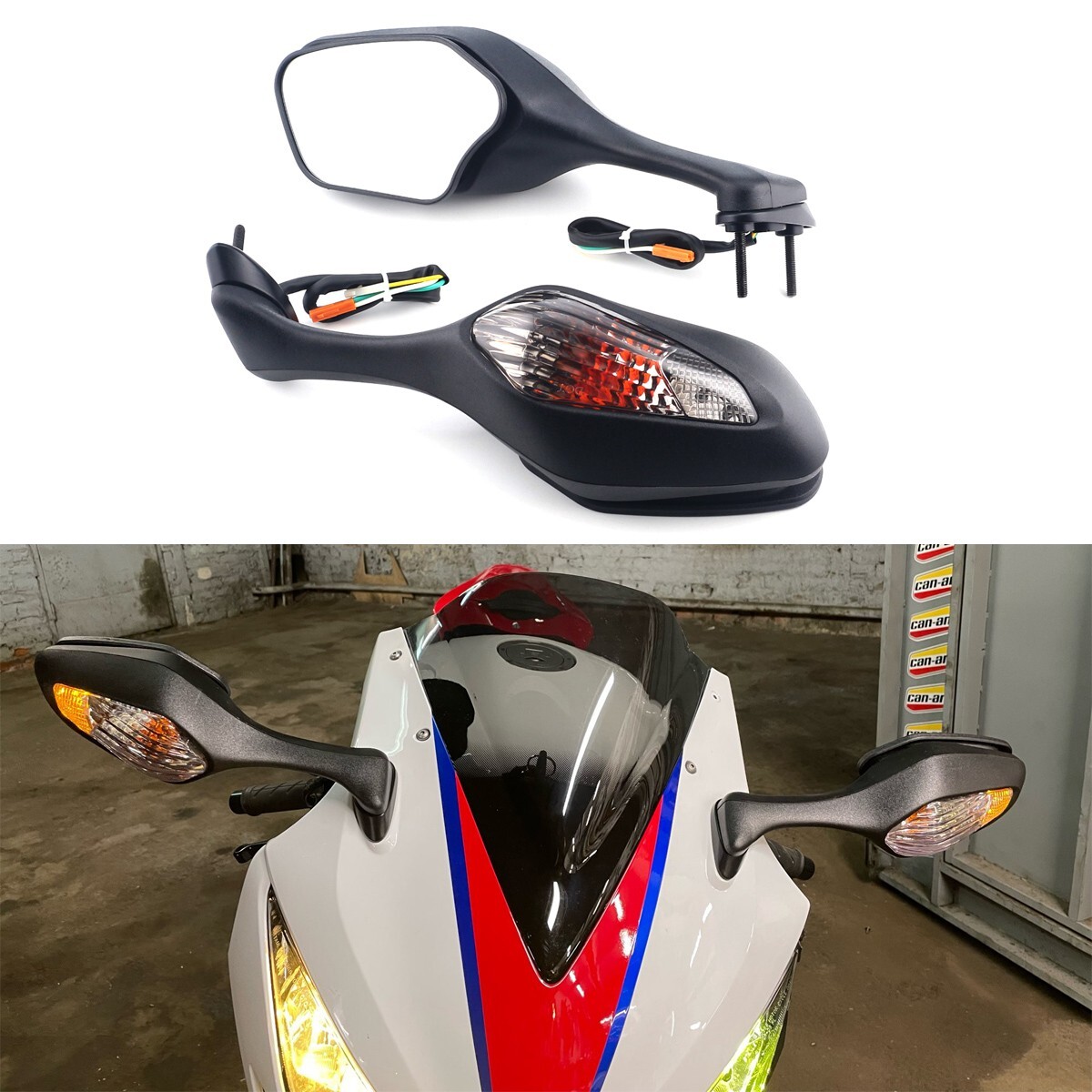 Rearview Mirrors & Turn Signal Light For Honda CBR1000RR 2008-2016 2009 2010 11