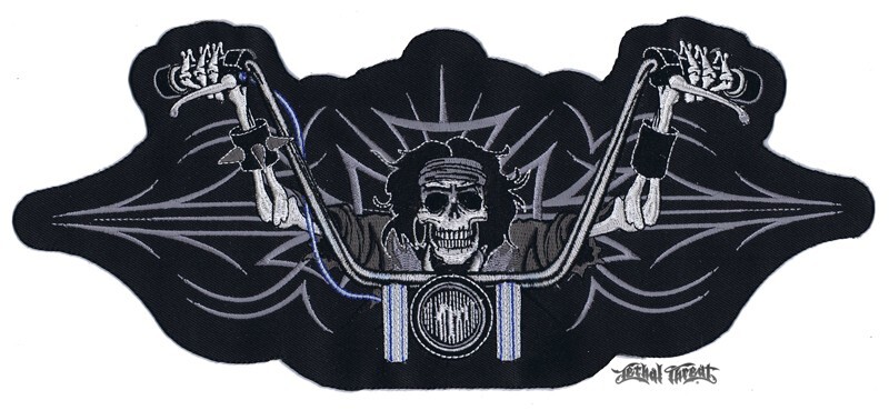 NWOT LETHAL THREAT SKULL ROSE RIDER PATCH 12"x5" LT30154