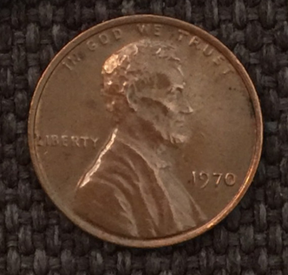 1970 P Lincoln penny, actual coin in picture, free shipping.